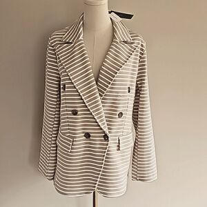 BANANA REPUBLIC Pique Striped Knit Blazer Sport Jacket Spring Summer Work Office